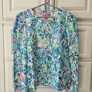 Lilly Pulitzer Blue and Pink Patterned Sweatshirt